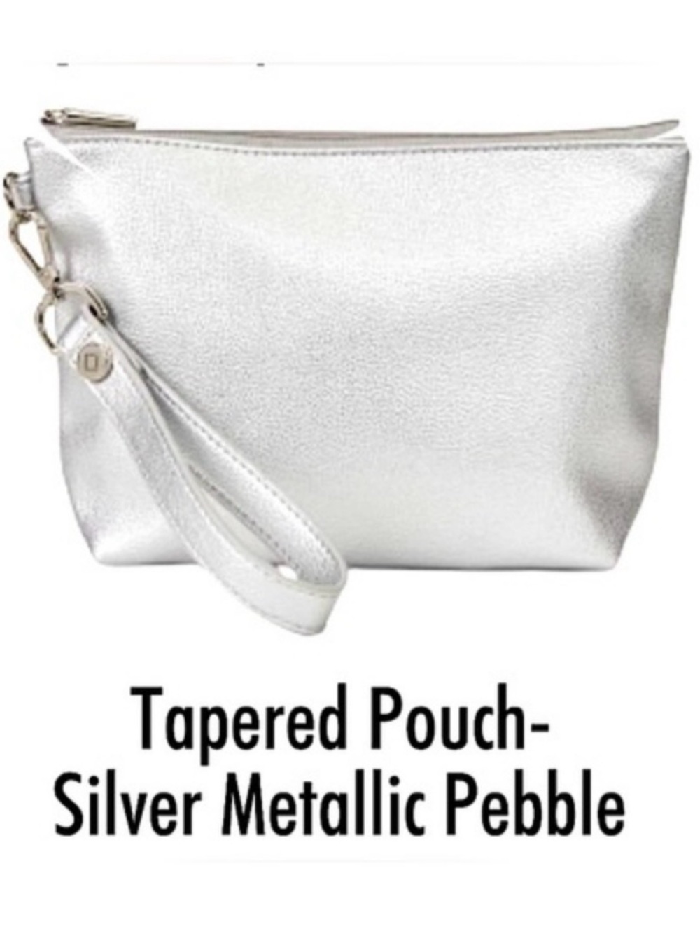 Thirty-One Gifts tapered pouch wristlet in silver metallic